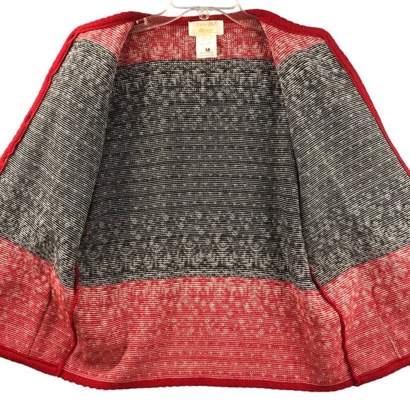 Tally-Ho Sweater Womens M Fair Isle Red Black Nordic Cardigan Sweater Christmas - Picture 7 of 8